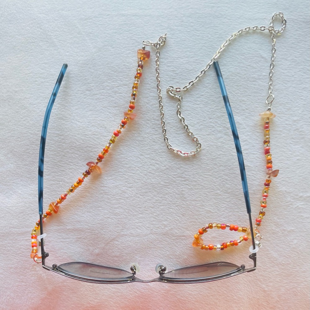 Brand New Orange Seed Beads Eyeglass Chain Holder & Sunglass Strap